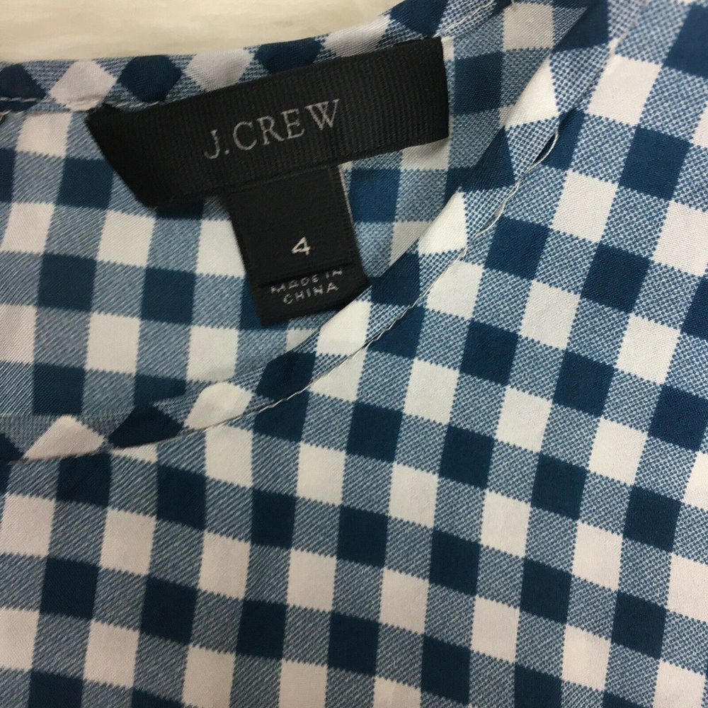 J Crew Hem Silk Top in Gingham - Picture 2 of 4